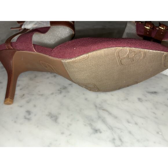 Iman High Heel Shoes Double Strap Ankle Sz 7 New Marsala Red #434569 Faux Suede - Picture 4 of 10